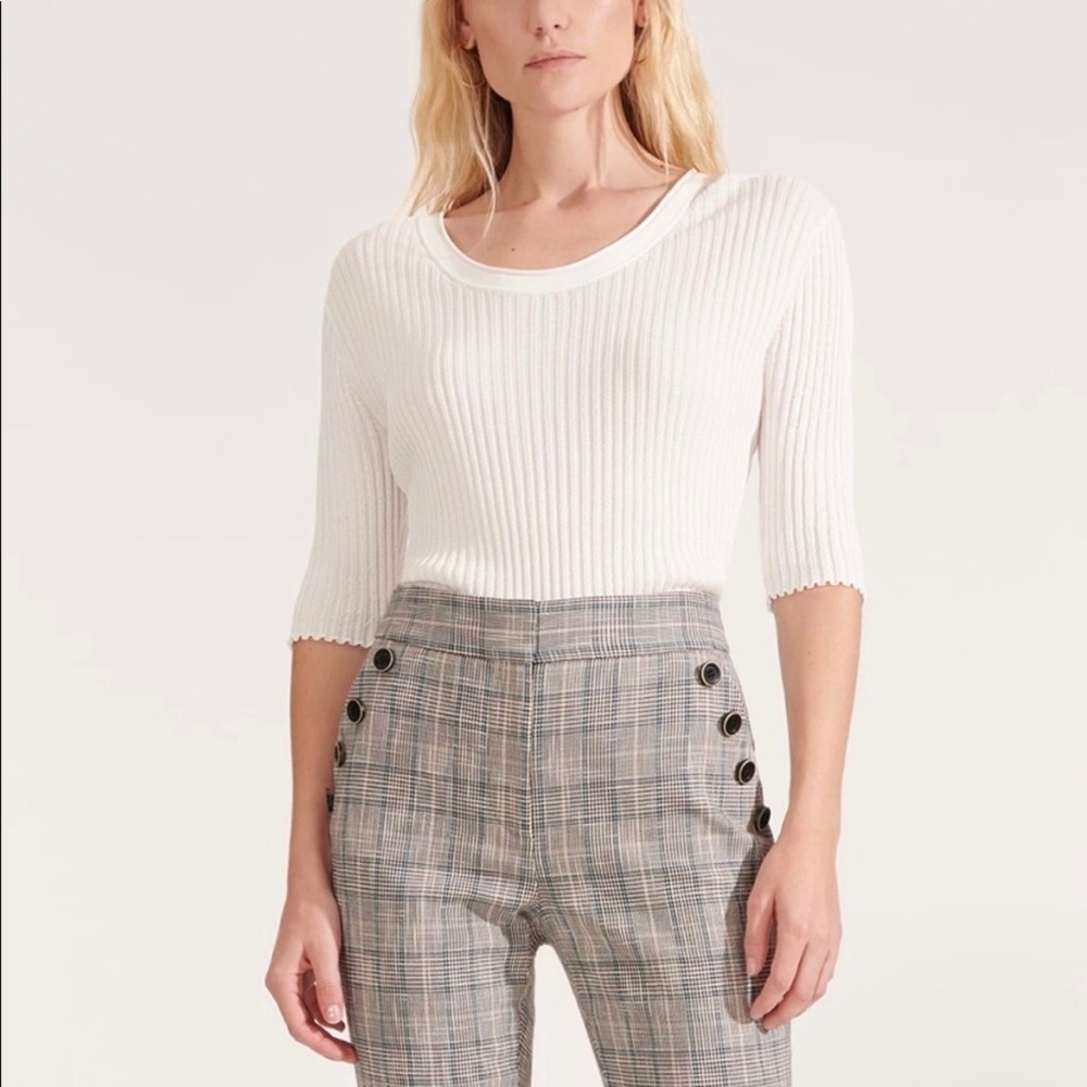 Veronica Beard Dany Scoop Neck Rib Knit Top